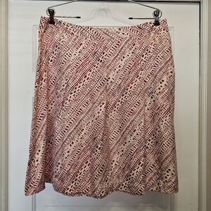 Merona 100% Silk Lightweight Dark Pink And Ivory Patterned A-Line Skirt Size 16